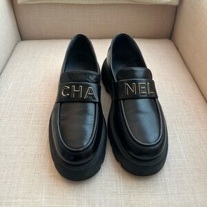 CHANEL Black Leather Women’s Slip-On Loafers
